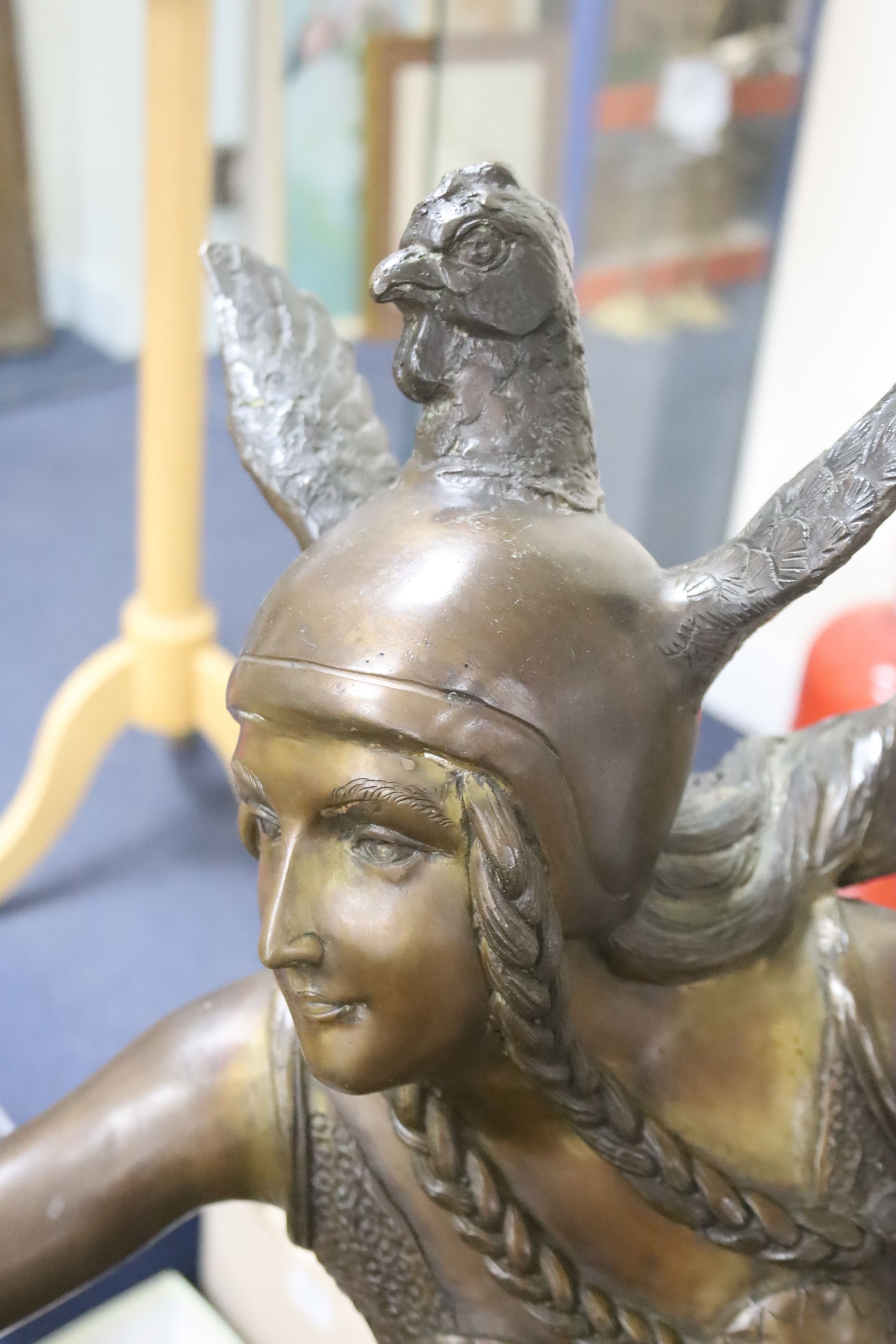 A large bronze of a Valkyrie on horseback, width 135cm height 122cm